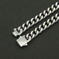 Hip-hop Punk Glossy Stainless Steel Spring Clasp Cuban Chain Trendy Necklace main image 5