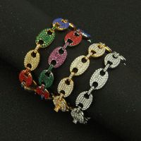 European And American Hip Hop Colored Diamond Pig Nose Bracelet Wholesale main image 4