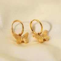 European And American 18k Gold-plated Hanging Butterfly Metal Stainless Steel Earrings main image 3