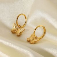European And American 18k Gold-plated Hanging Butterfly Metal Stainless Steel Earrings main image 5