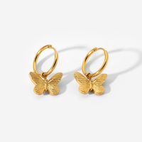 European And American 18k Gold-plated Hanging Butterfly Metal Stainless Steel Earrings main image 6