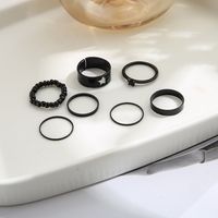 Black Joint Ring Wholesale Creative Retro Simple Heart Five-pointed Star Ring Set 7-piece Set main image 3