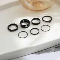 Black Joint Ring Wholesale Creative Retro Simple Heart Five-pointed Star Ring Set 7-piece Set main image 4