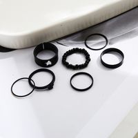 Black Joint Ring Wholesale Creative Retro Simple Heart Five-pointed Star Ring Set 7-piece Set main image 5