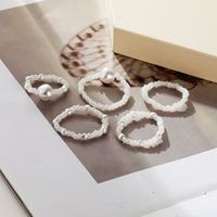 Creative Retro Simple White Rice Bead Ring White Pearl Ring 5-piece Set main image 5