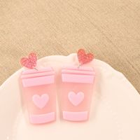 European And American Fashion Personality Creative New Heart Milk Tea Acrylic Earrings main image 3