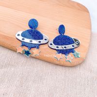 European And American Acrylic Planet Mirror Colorful Star Tassel Earrings main image 4