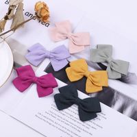 Fashion New Children's Bow Hairpin Baby Hairpin Personality Cotton Solid Color Hairpin main image 4
