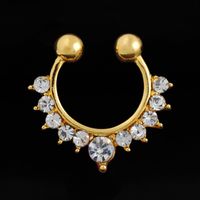 Fashion Golden Crystal Inlaid Diamond Nose Ring Wholesale main image 1