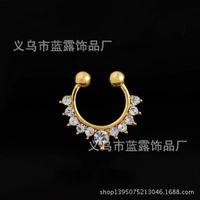 Fashion Golden Crystal Inlaid Diamond Nose Ring Wholesale main image 5