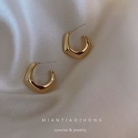 European And American Minimalist Geometric Metal C-shaped Niche Personality Earrings main image 5
