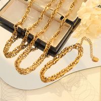 European And American Stitching Thick Chain Exaggerated Bracelet Necklace Set Titanium Steel main image 3