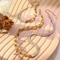 Exaggerated U-shaped Horseshoe Zircon Necklace Jewelry Set Bracelet main image 1