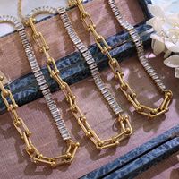 Exaggerated U-shaped Horseshoe Zircon Necklace Jewelry Set Bracelet main image 3