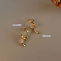 Europe And The United States Titanium Steel Double C Stitching Earrings Wholesale main image 3