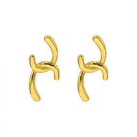 Europe And The United States Titanium Steel Double C Stitching Earrings Wholesale main image 6