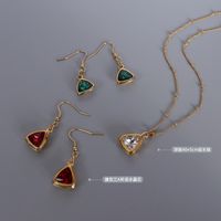 European And American Green Zircon Emerald Green Crystal Stone Earrings Necklace main image 3
