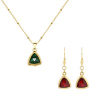 European And American Green Zircon Emerald Green Crystal Stone Earrings Necklace main image 6
