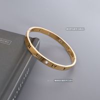 European And American Roman Numerals Diamond Bracelet Wide Version Titanium Steel main image 3
