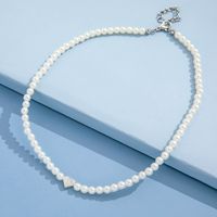 Fashion Personality Simple Short Pearl Heart-shape Alloy Necklace Wholesale main image 5