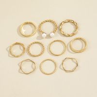 European And American Trend Simple Wave Twist Open Pearl Joint Ring 10 Ten-piece Ring main image 3