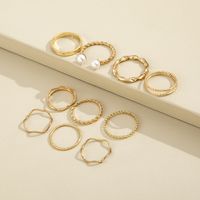 European And American Trend Simple Wave Twist Open Pearl Joint Ring 10 Ten-piece Ring main image 4