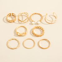 Fashion Figure 8 Pearl Open Joint Ring Retro Pearl Twist Ring 9 Piece Set main image 4