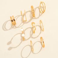 Fashion Figure 8 Pearl Open Joint Ring Retro Pearl Twist Ring 9 Piece Set main image 5