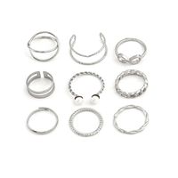 Fashion Figure 8 Pearl Open Joint Ring Retro Pearl Twist Ring 9 Piece Set main image 6