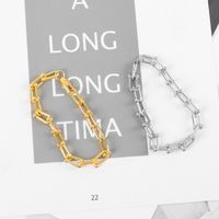 Fashion U-shaped Necklace Punk Hip Hop Thick Chain Bracelet Necklace Set main image 6
