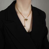 Pearl Necklace Female Heart-shape Tassel Pendant Necklace Wholesale main image 1