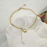 Pearl Necklace Female Heart-shape Tassel Pendant Necklace Wholesale main image 4