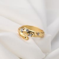 Snake-shaped Open Ring Trendy Diamond Adjustable Ring main image 4