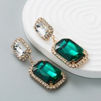 European And American Fashion Glass Diamond Geometric Earrings Women's Long Pendant Earrings sku image 2