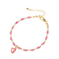 Personality Semi-precious Stone Faceted Copper Beaded Heart Bracelet sku image 1