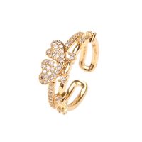 Jewelry Wholesale Inlaid Micro Zircon Trend Design Heart Broken Joint Ring sku image 1