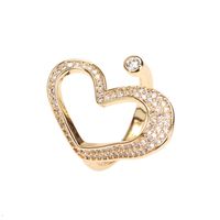Jewelry Inlaid Micro Zircon Heart Ring Tide Copper Gold-plated Design Open Ring sku image 1