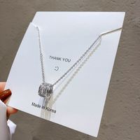 Korean Hollow Diamond Pendant Necklace Female Titanium Steel Clavicle Chain sku image 1