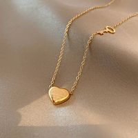 Korean Simple Heart Titanium Steel Necklace Female Trend Pendant Clavicle Chain sku image 1