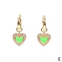 Drop Oil Design Heart Earrings 2021 New Trendy Zircon Copper Ear Buckle Female sku image 5