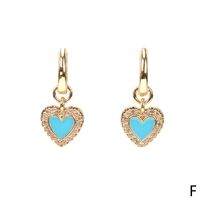 Drop Oil Design Heart Earrings 2021 New Trendy Zircon Copper Ear Buckle Female sku image 6
