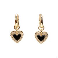 Drop Oil Design Heart Earrings 2021 New Trendy Zircon Copper Ear Buckle Female sku image 9