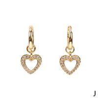 Drop Oil Design Heart Earrings 2021 New Trendy Zircon Copper Ear Buckle Female sku image 10