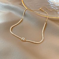 Fashion Geometric Necklace Female Zircon Clavicle Chain Copper Necklace sku image 1