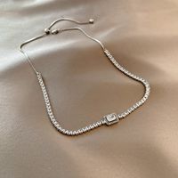 Fashion Geometric Necklace Female Zircon Clavicle Chain Copper Necklace sku image 2