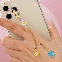 Ethnic Soft Ceramic Acrylic Heart Smiley Face Mobile Phone Chain sku image 1