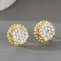 Boucles D&#39;oreilles Rondes En Strass Simples Européennes Et Américaines sku image 1