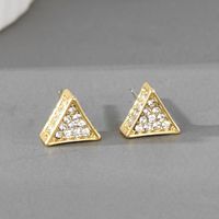 European And American Small Triangle Rhinestone Earrings sku image 1