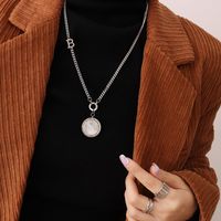 Long Fashion Black White Double-sided Pendant Sweater Chain  New Jewelry sku image 3