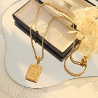 European And American Light Luxury Retro 26 Letter Tag Titanium Steel Plated 18k Real Gold Necklace sku image 1